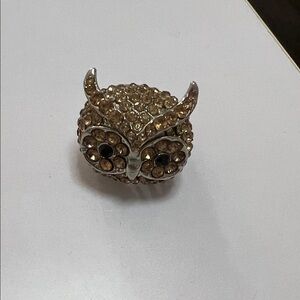 Gold and Silver Owl Ring ALL STONES INTACT SIZE 7